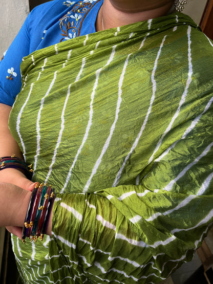 MEHNDI GREEN Lehariya Saree