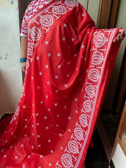 PEACOCK FEATHER Kutchwork Saree