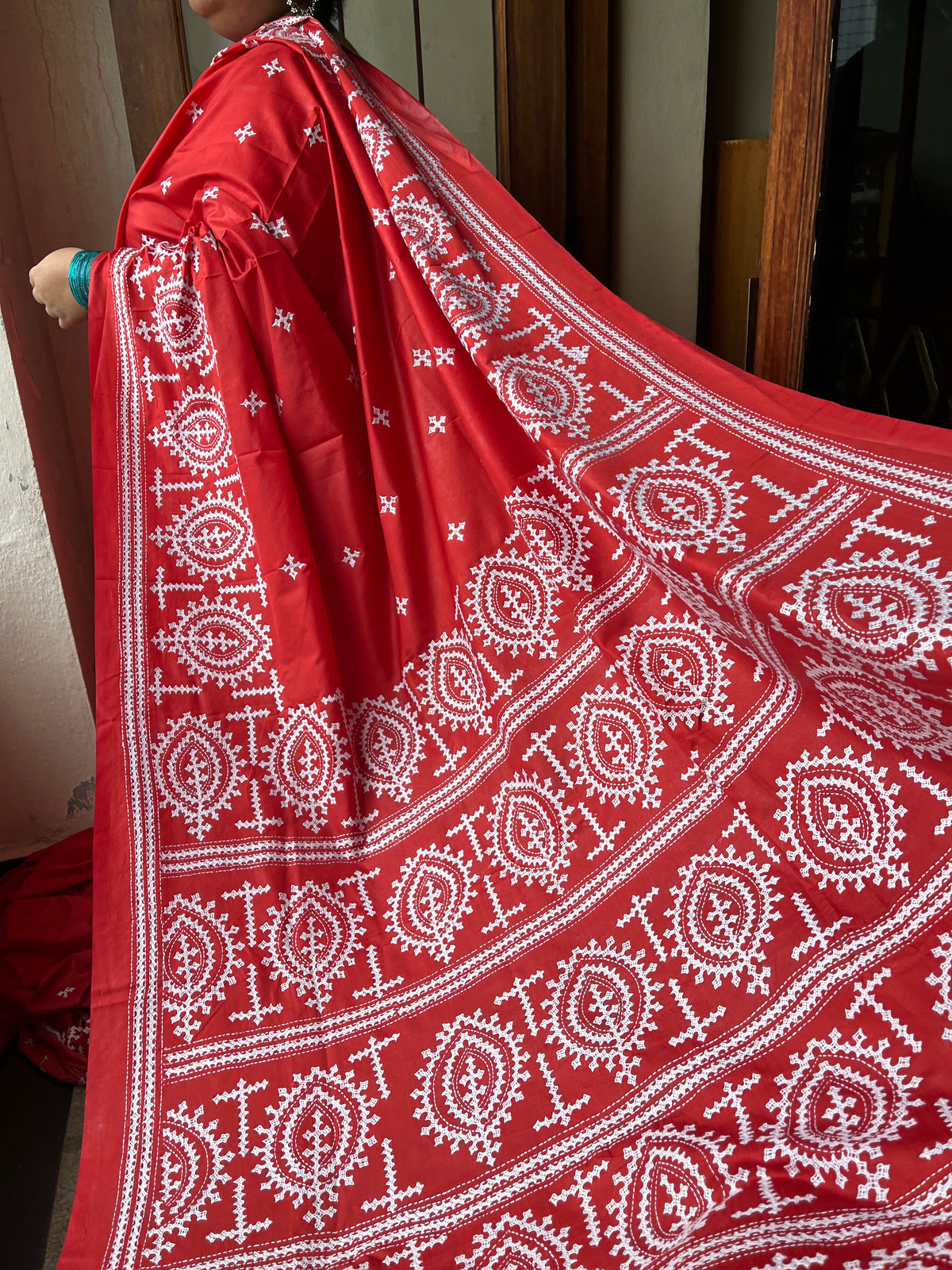 PEACOCK FEATHER Kutchwork Saree