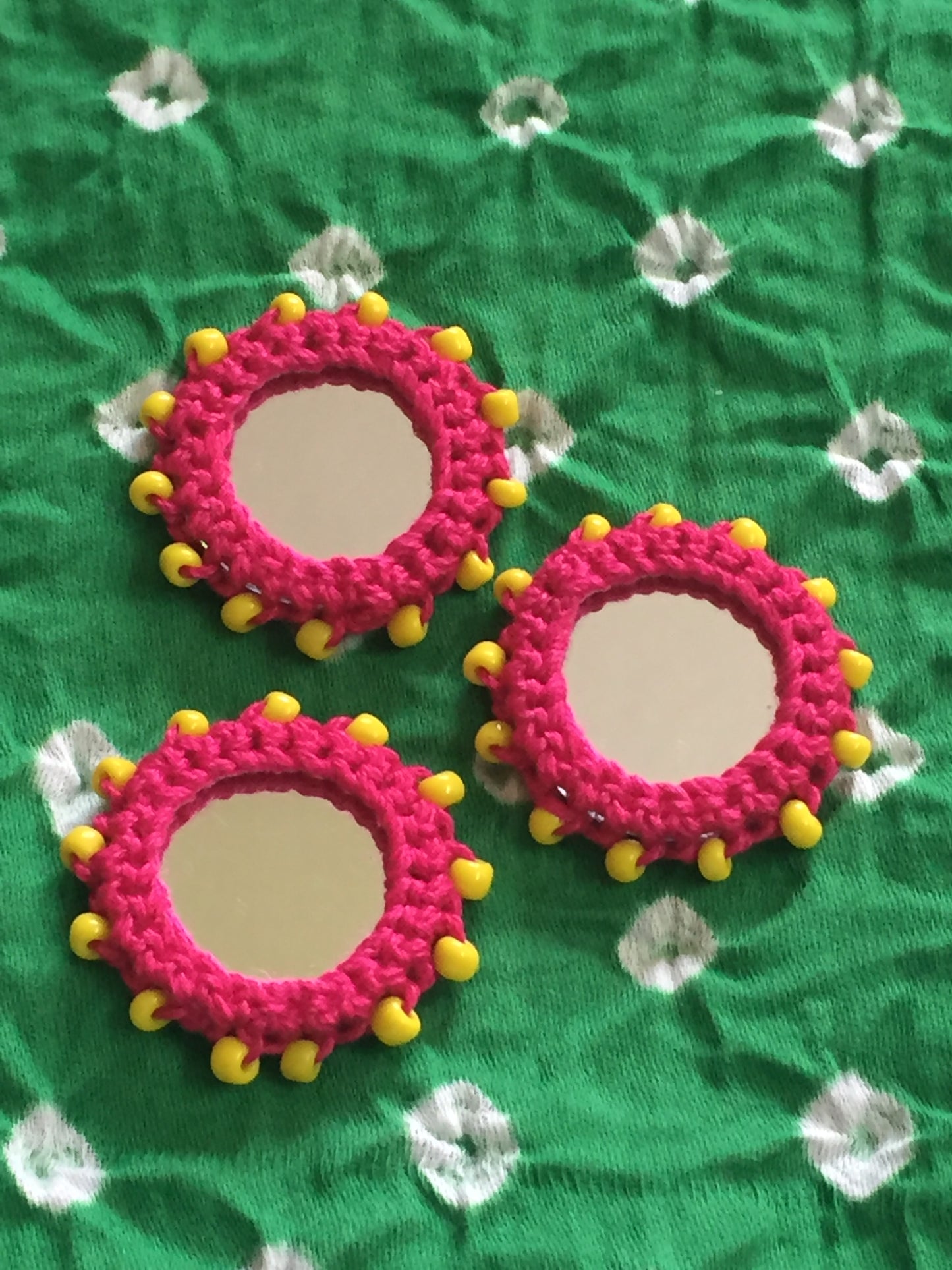 RANI PINK Beaded Mirror Buttons