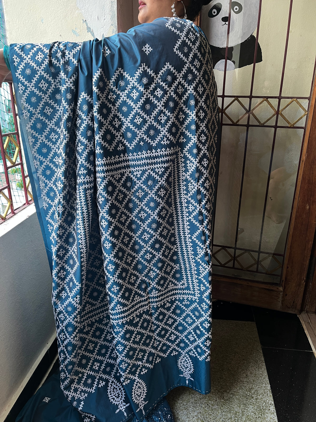 Honeycomb Kutchwork Saree