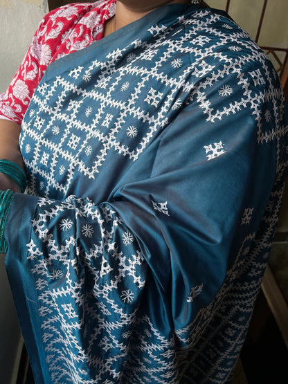Honeycomb Kutchwork Saree