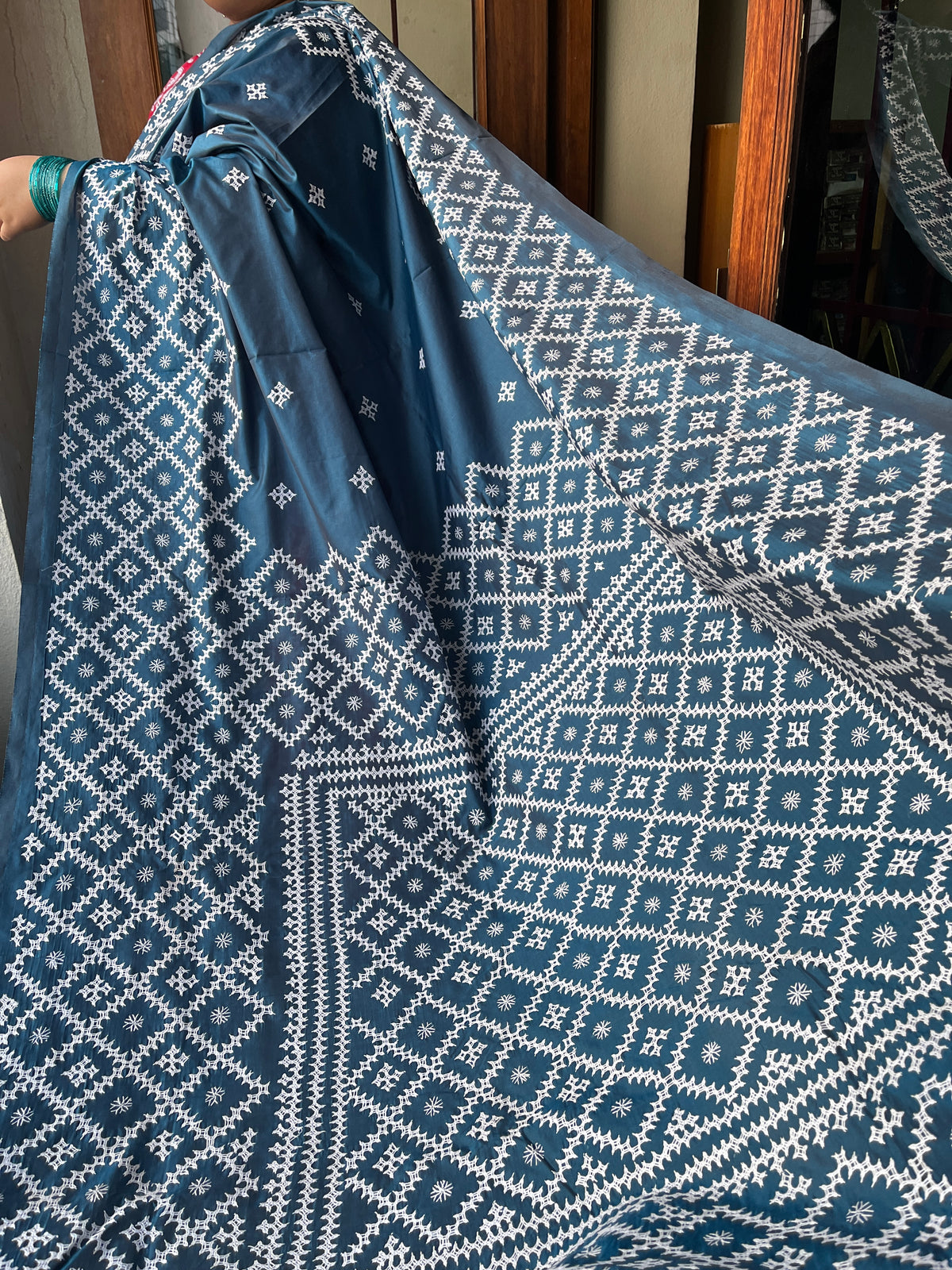 Honeycomb Kutchwork Saree