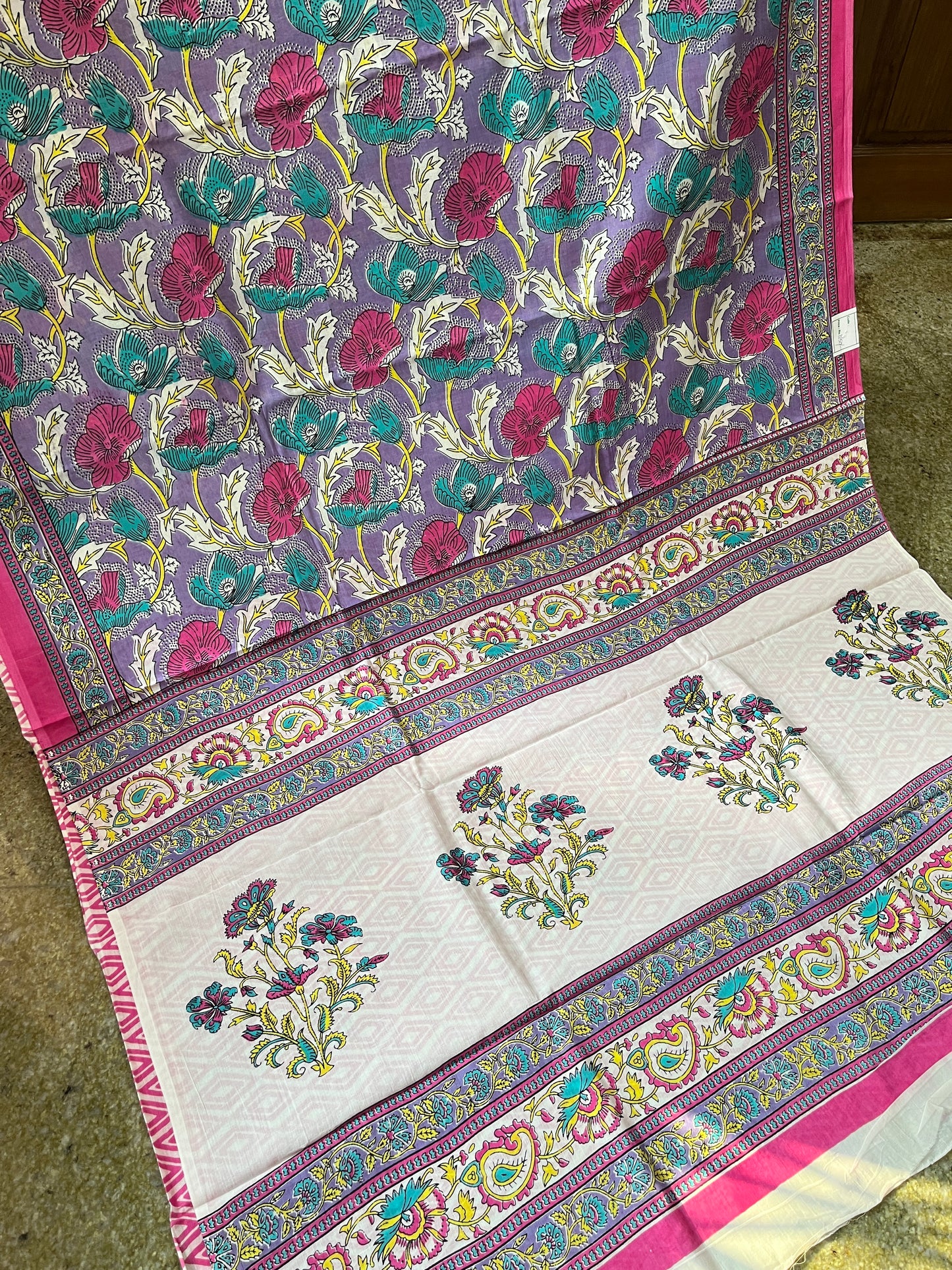 Mulmul Cotton Block Print Saree