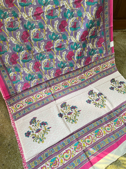 Mulmul Cotton Block Print Saree