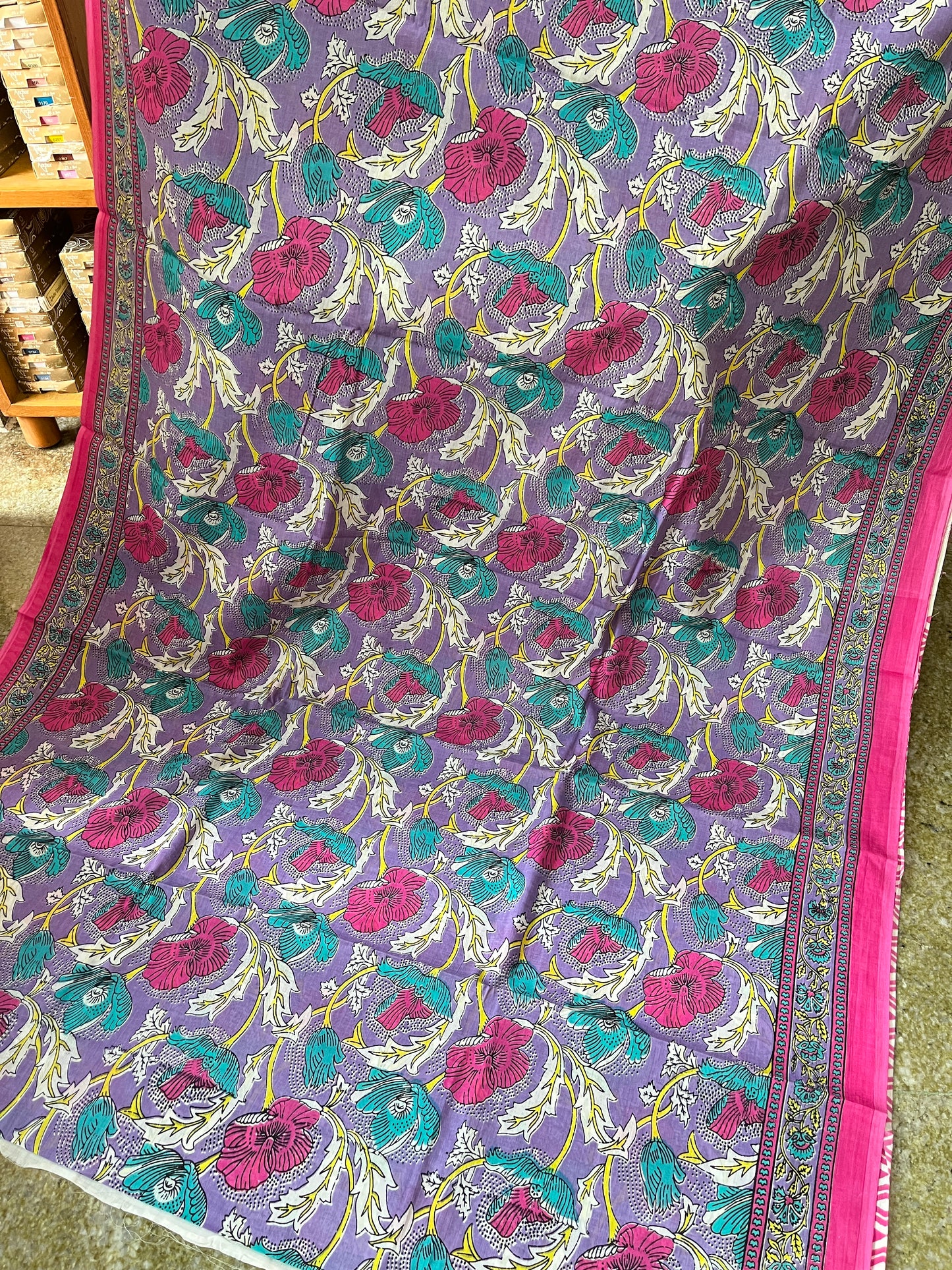 Mulmul Cotton Block Print Saree