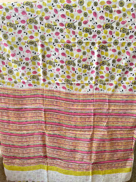 Mulmul Cotton Block Print Saree
