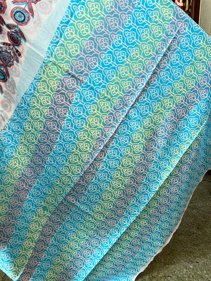 Mulmul Cotton Block Print Saree