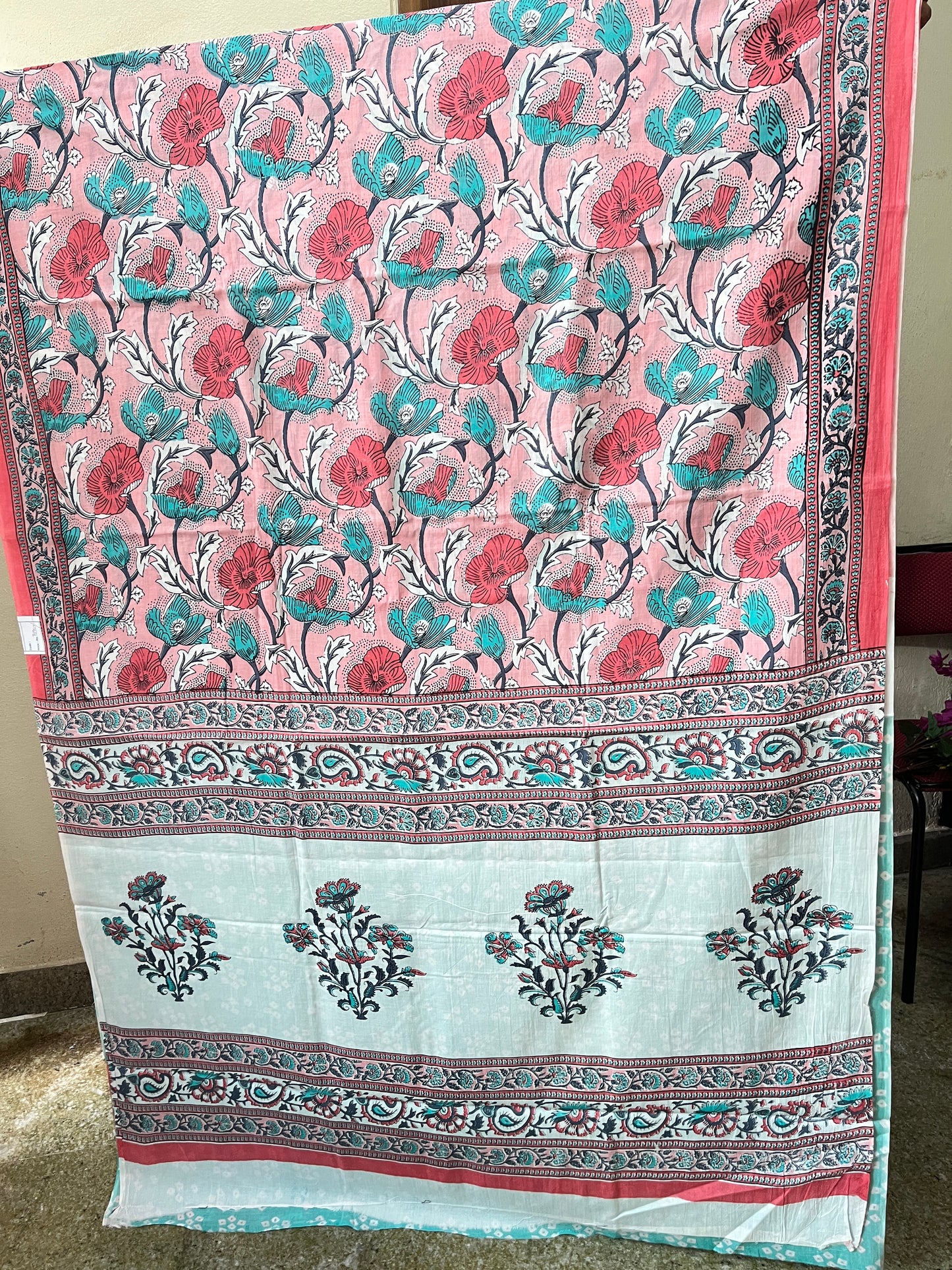 Mulmul Cotton Block Print Saree