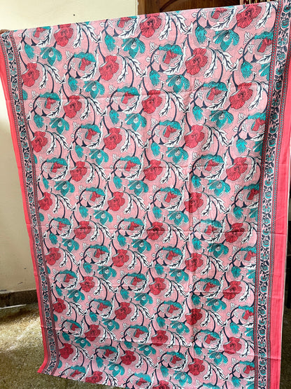 Mulmul Cotton Block Print Saree