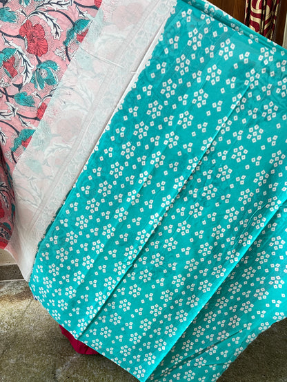 Mulmul Cotton Block Print Saree