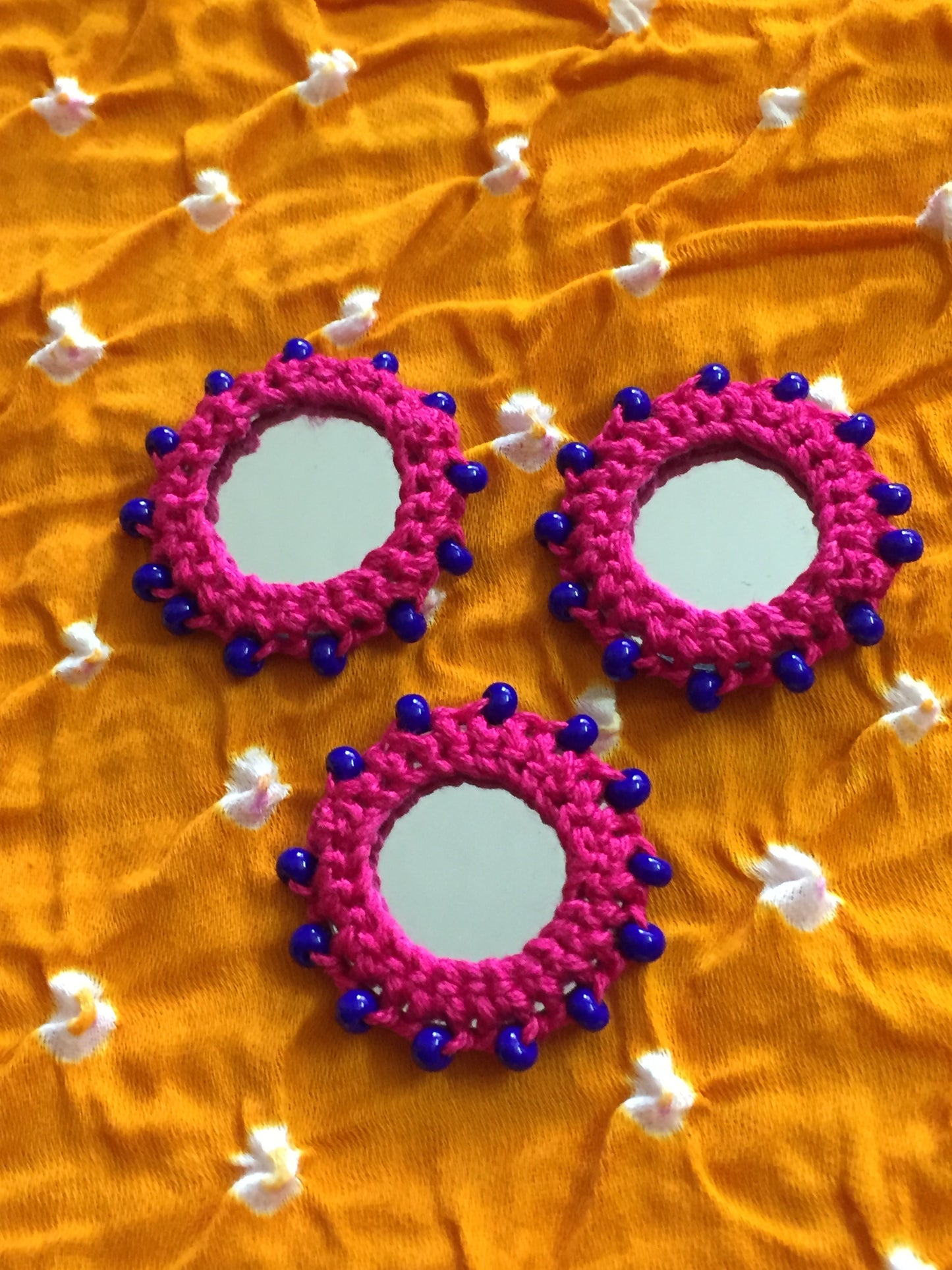 RANI PINK Beaded Mirror Buttons