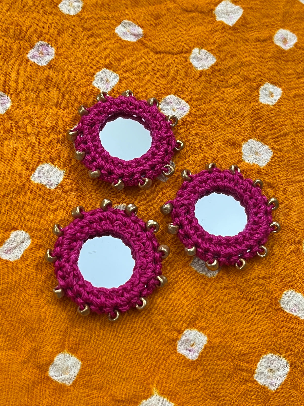 RANI PINK Beaded Mirror Buttons