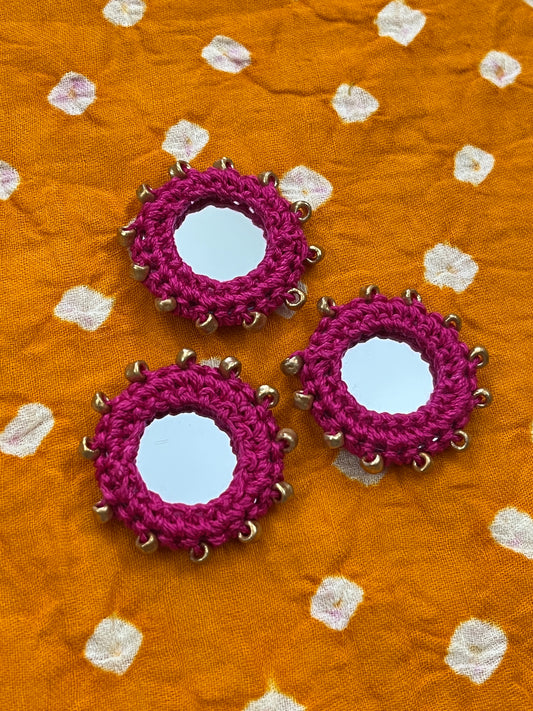 RANI PINK Beaded Mirror Buttons