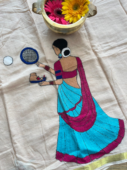 DKBP29 Designer Kanthawork Blouse Piece