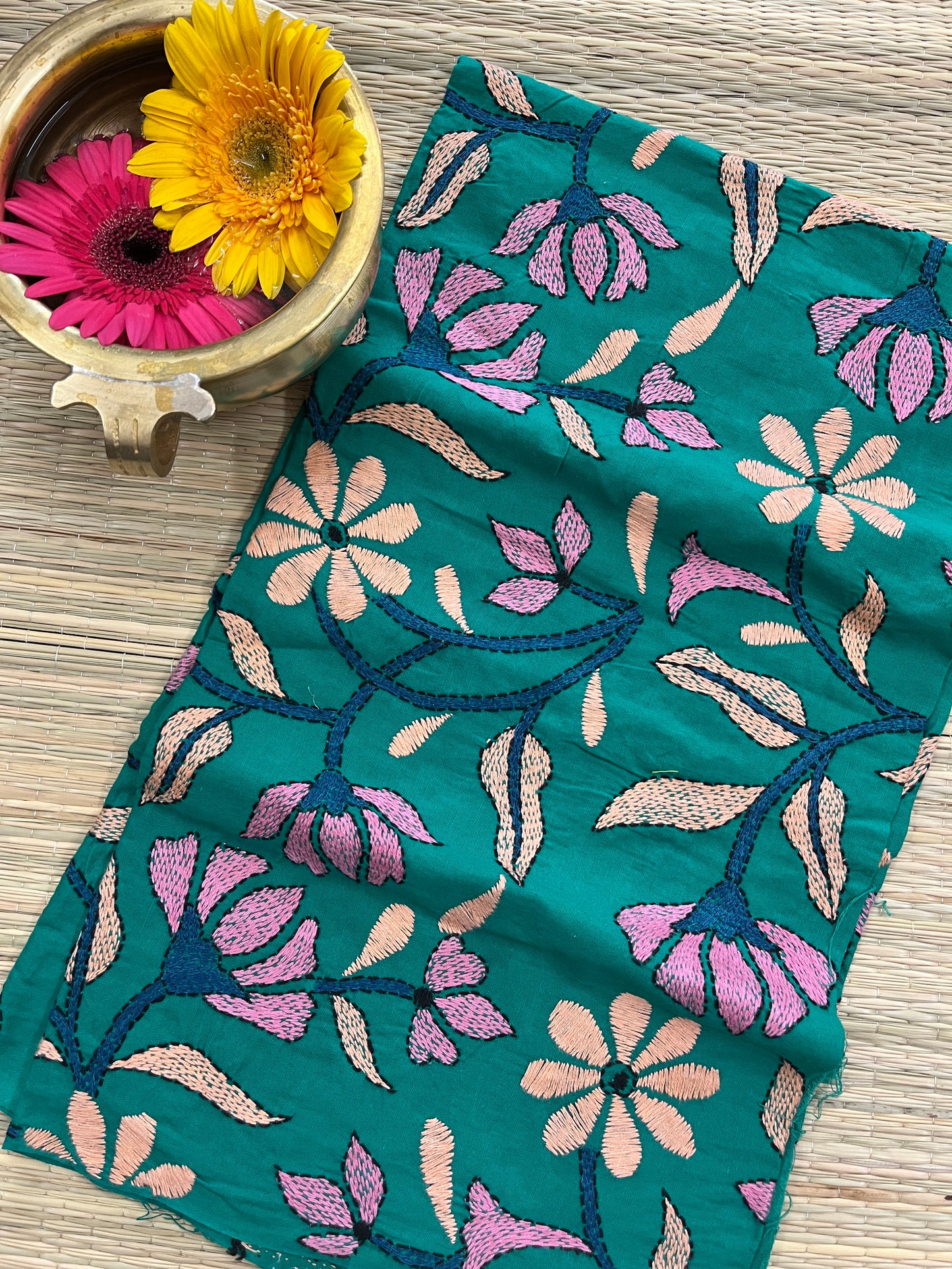 MKBP4 Floral Designer Kanthawork Blouse Piece