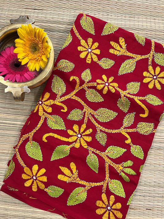 MKBP12 Floral Designer Kanthawork Blouse Piece
