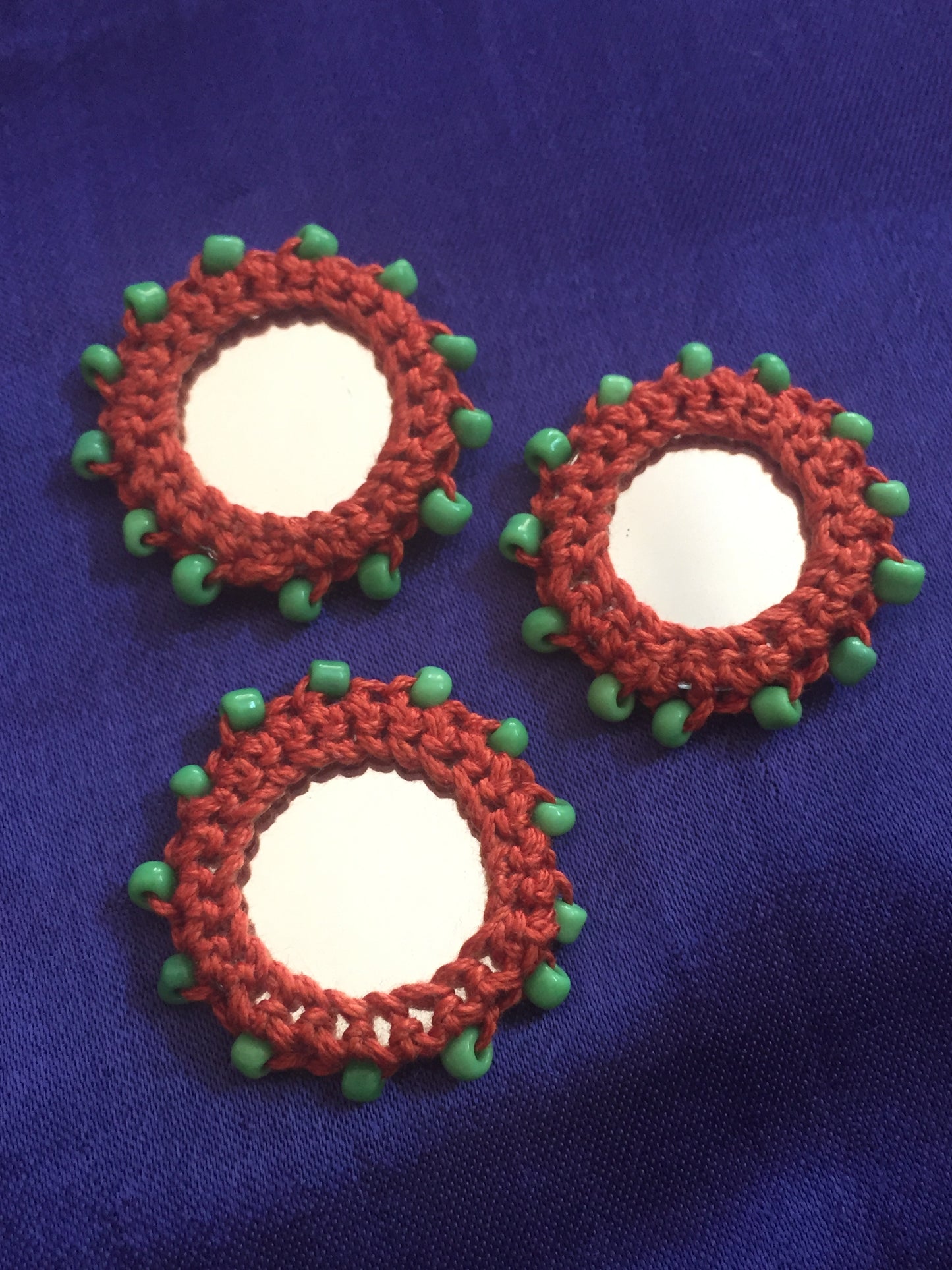 BROWN Beaded Mirror Buttons
