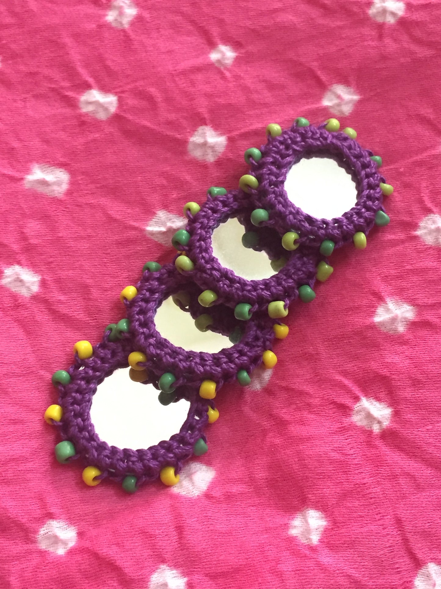 PURPLE Beaded Mirror Buttons