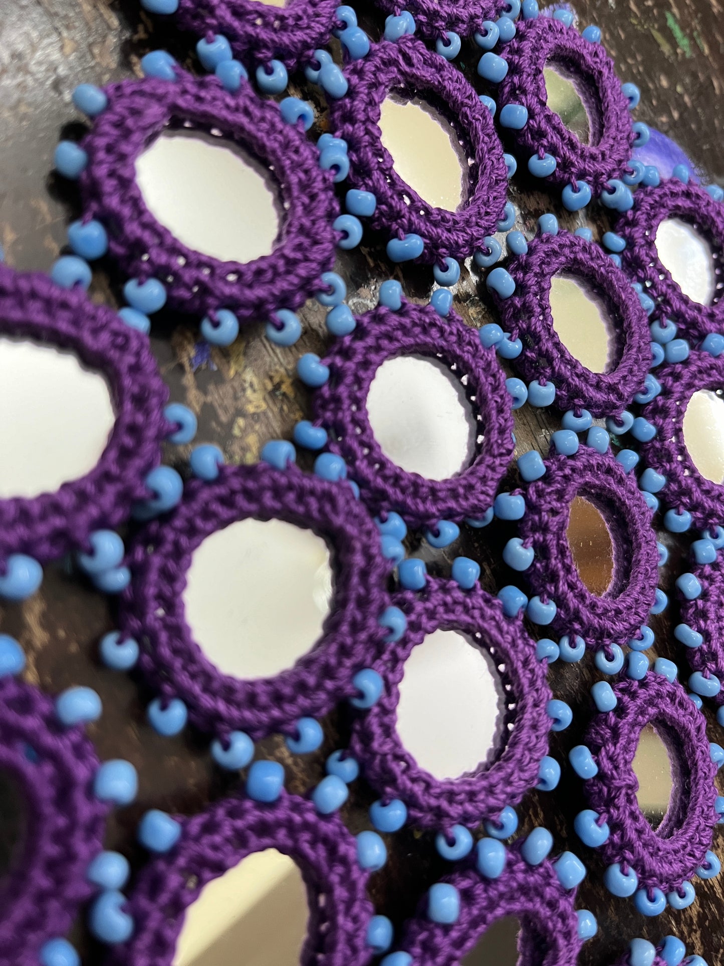 PURPLE Beaded Mirror Buttons