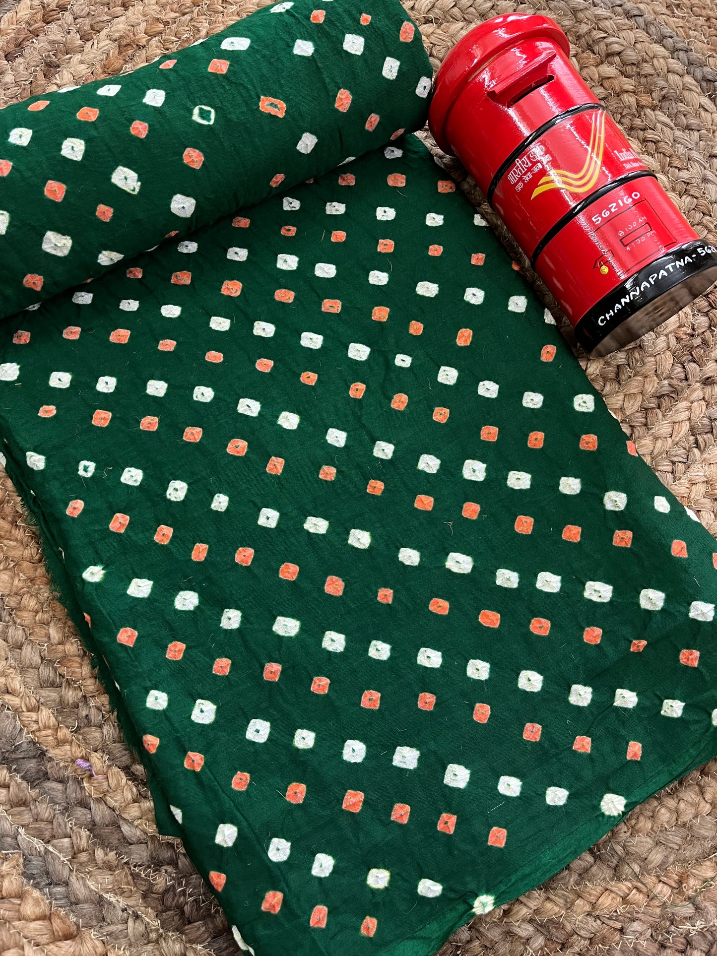 DESI GREEN Bandhani Fabric