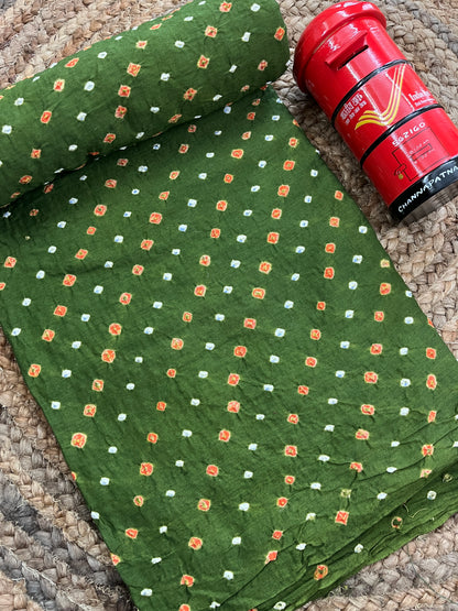 MEHNDI GREEN Bandhani Fabric