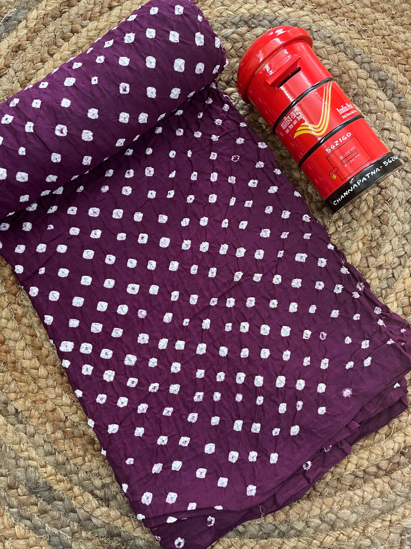 WINE Bandhani Fabric