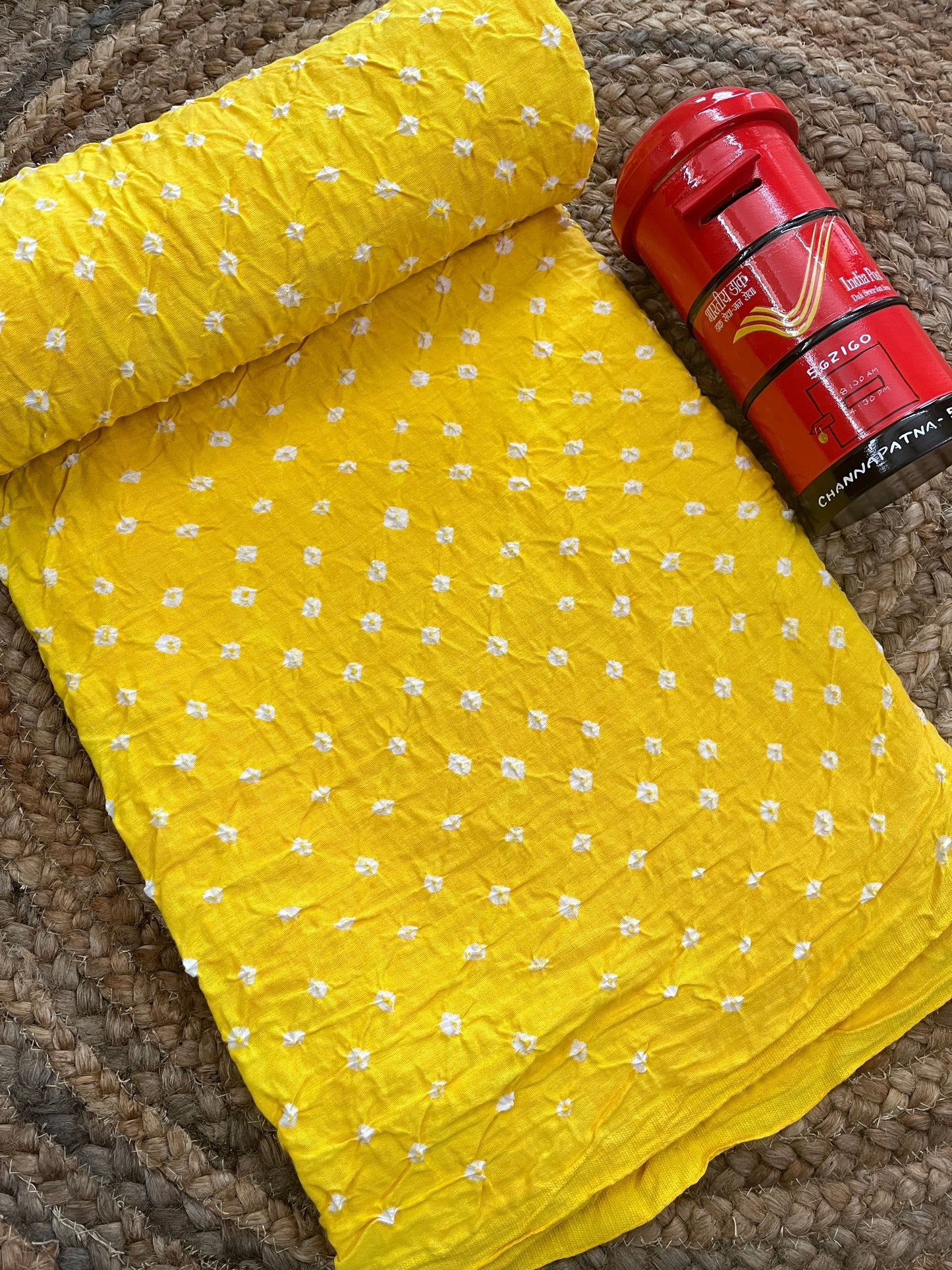 LEMON YELLOW Bandhani Fabric