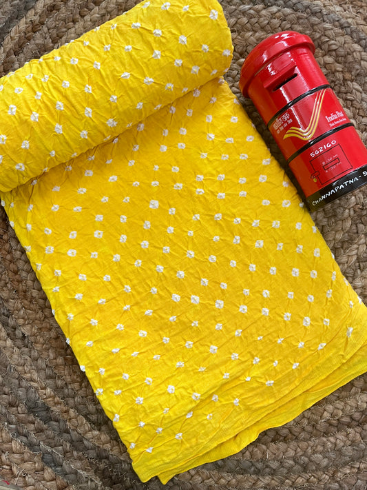 LEMON YELLOW Bandhani Fabric