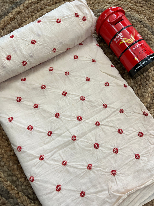 OFF WHITE Bandhani Fabric
