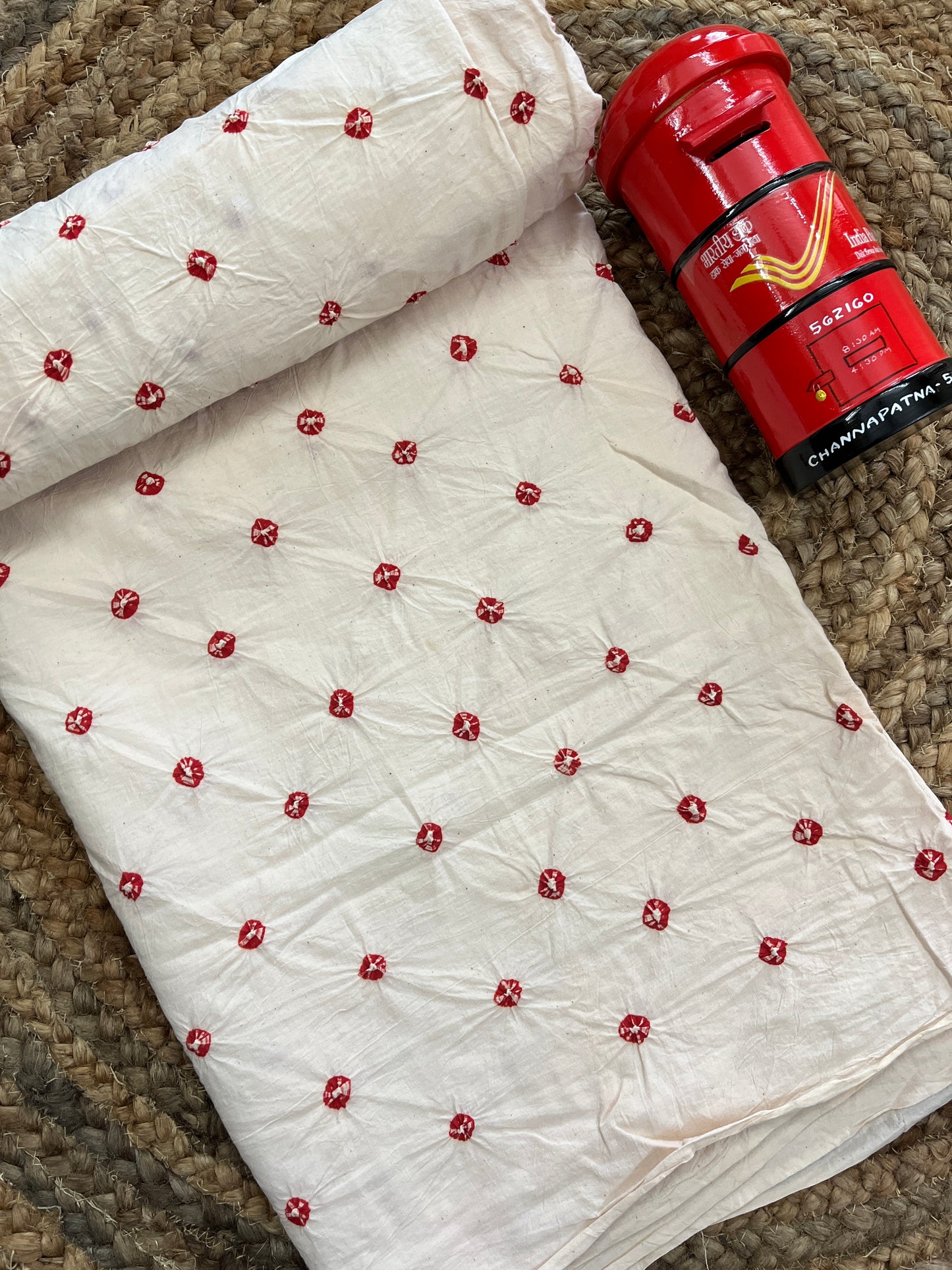 OFF WHITE Bandhani Fabric