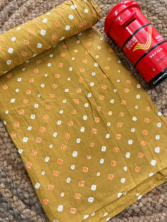 KHAKHI Bandhani Fabric