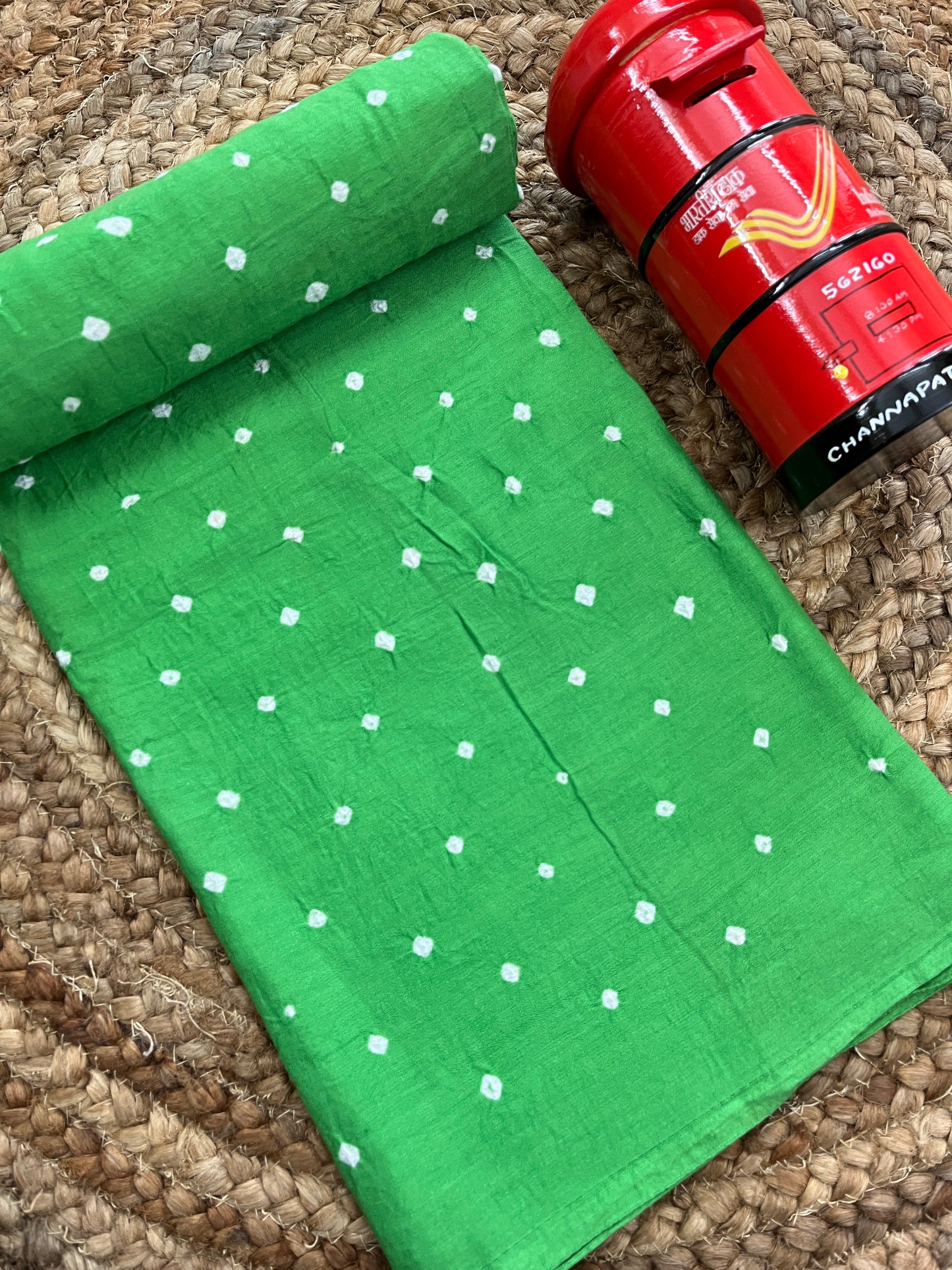 PARROT GREEN Bandhani Fabric