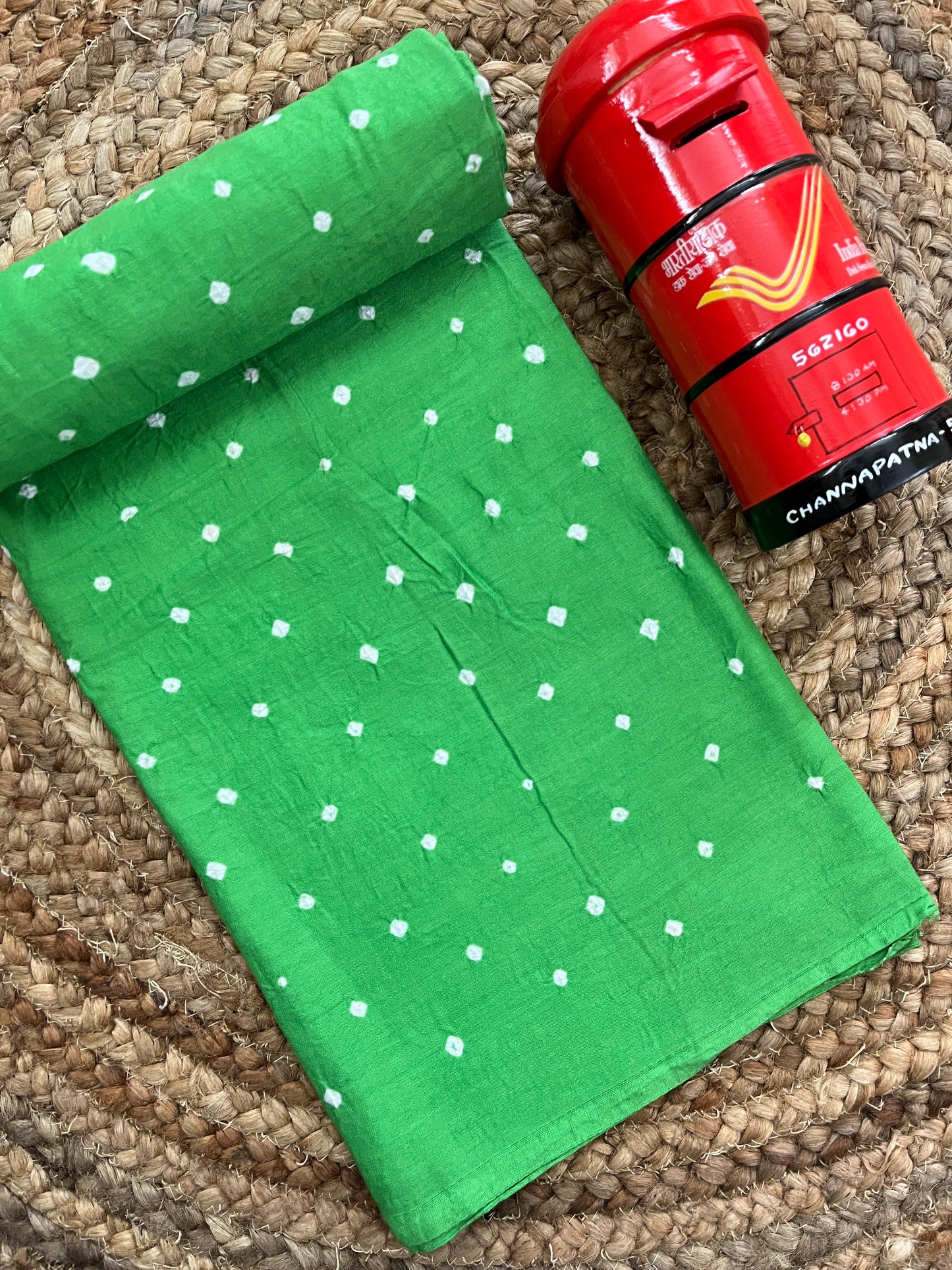 PARROT GREEN Bandhani Fabric