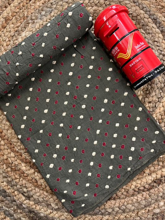 HOT GREY Bandhani Fabric