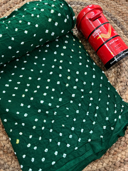 BOTTLE GREEN Bandhani Fabric