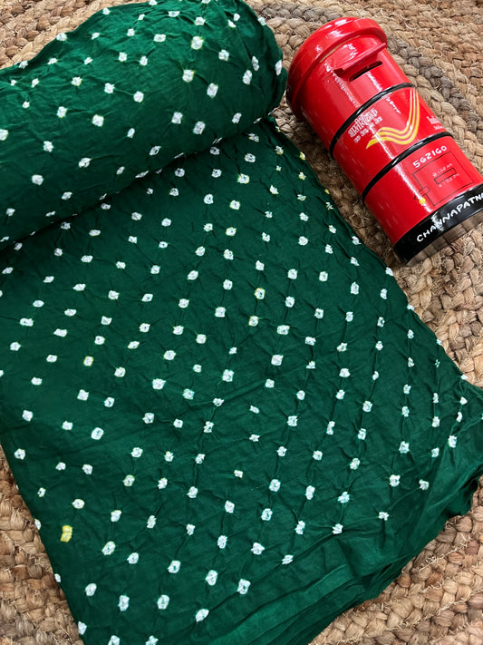 BOTTLE GREEN Bandhani Fabric