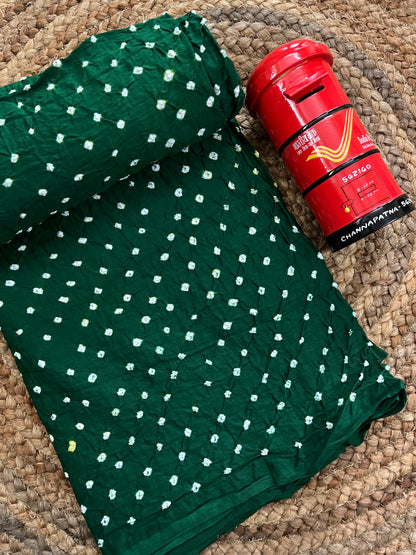 BOTTLE GREEN Bandhani Fabric