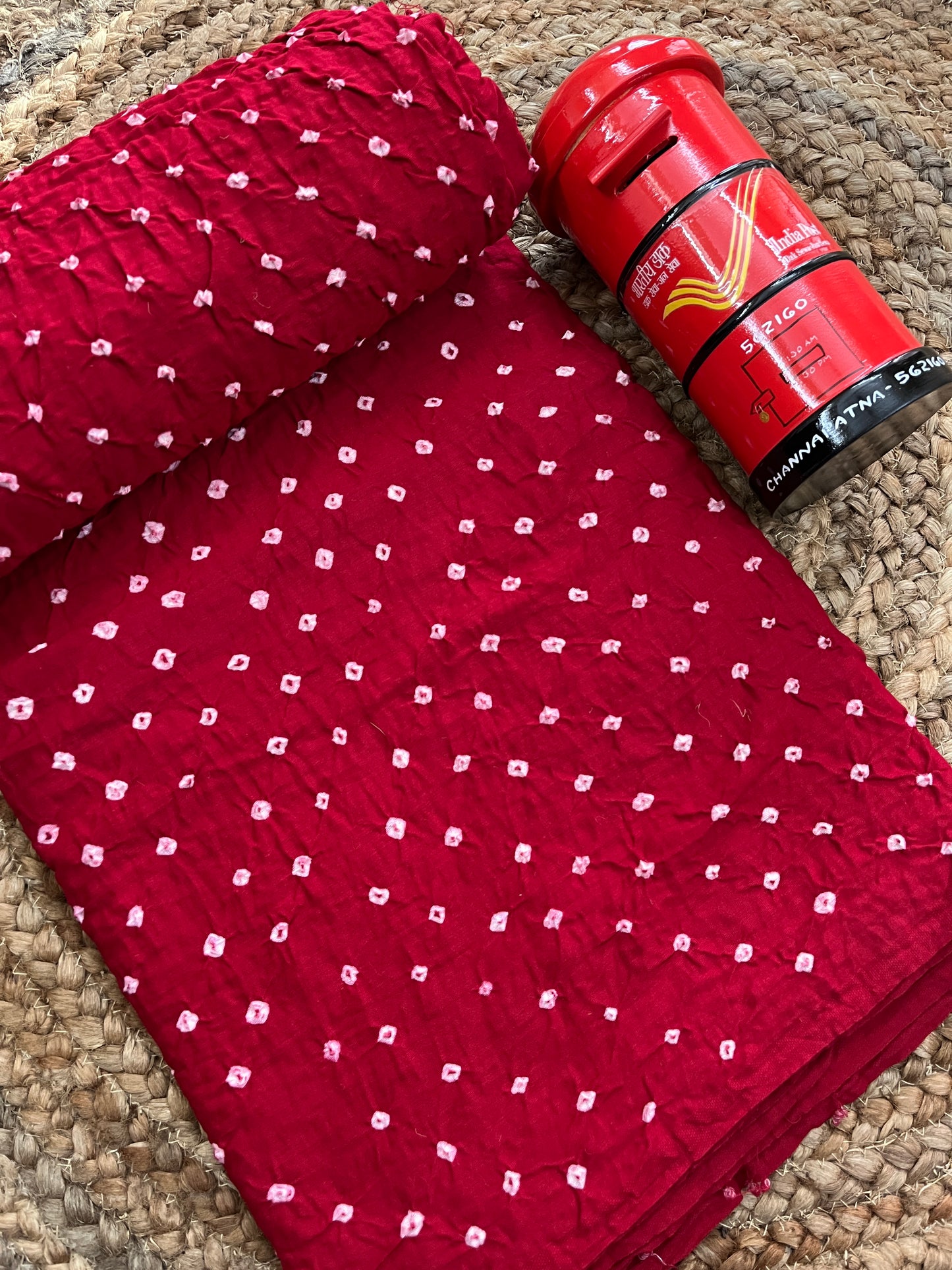RED Bandhani Fabric