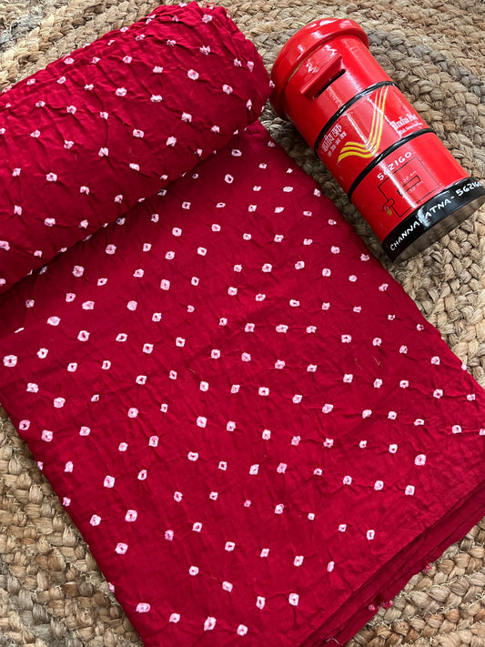 RED Bandhani Fabric