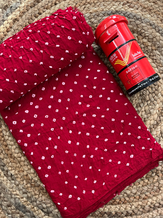 RED Bandhani Fabric