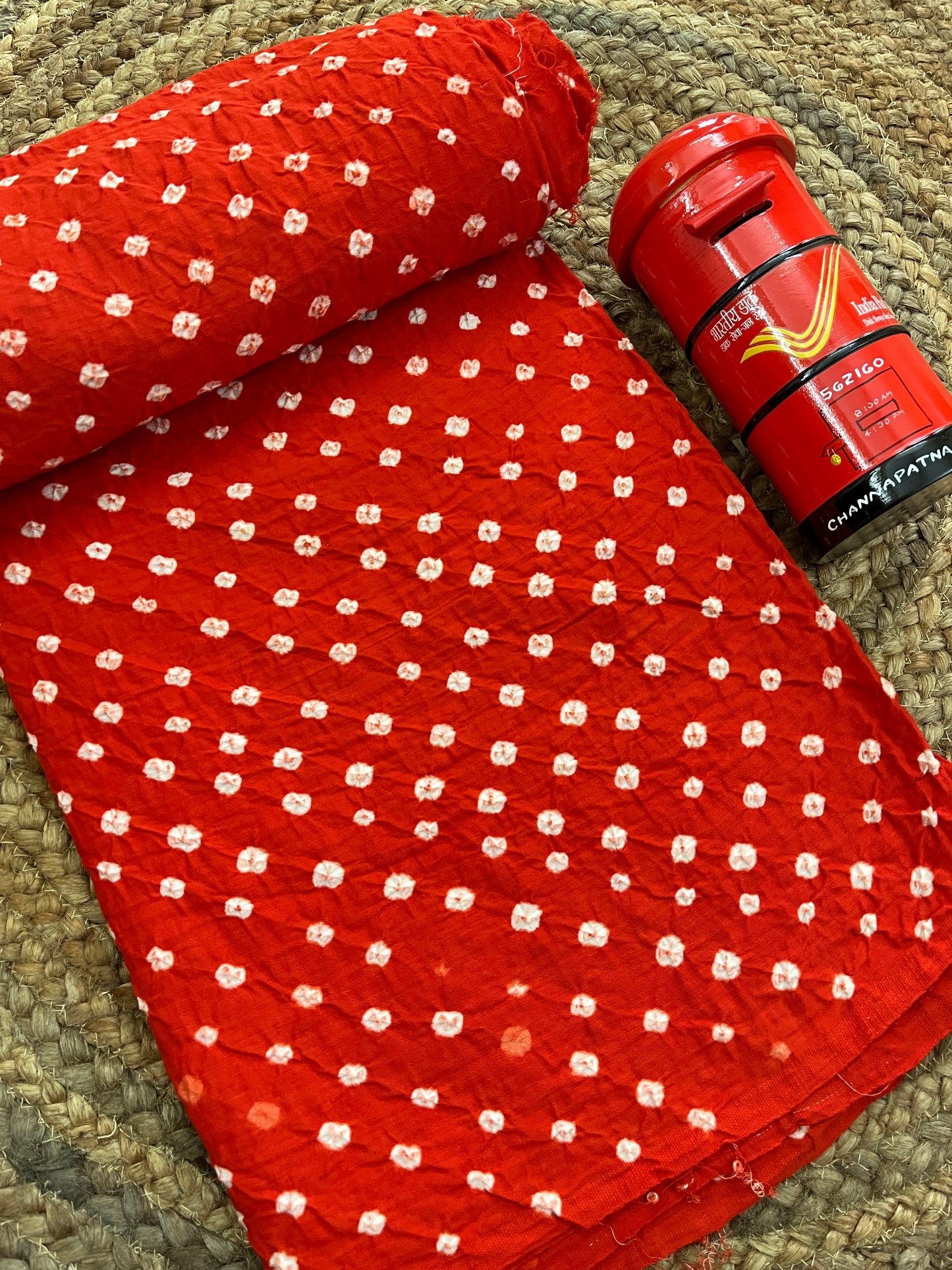 ORANGE Bandhani Fabric