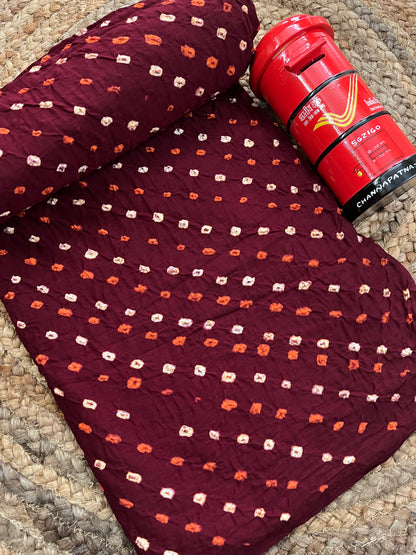 BURGUNDY Bandhani Fabric