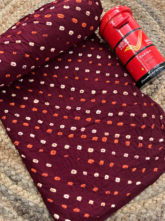 BURGUNDY Bandhani Fabric
