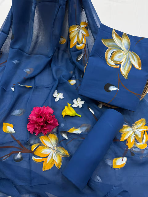 Hand Painted Dress Material