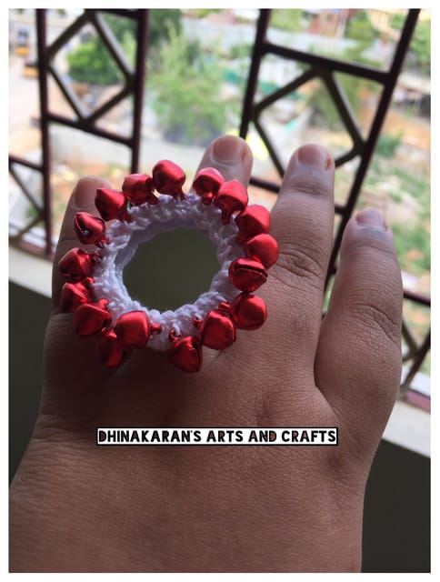 Ghungroo Mirror Fingerring-WHITE