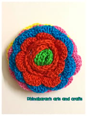 Multicolour Rose Crochet Brooch Pin