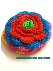 Multicolour Rose Crochet Brooch Pin