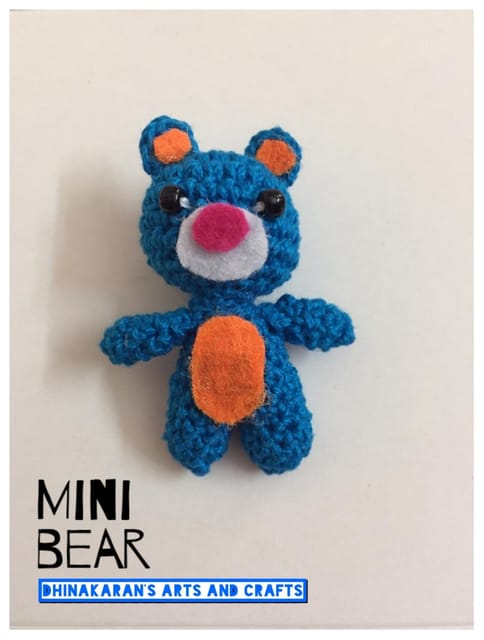 Mini Crochet Bear-BLUE