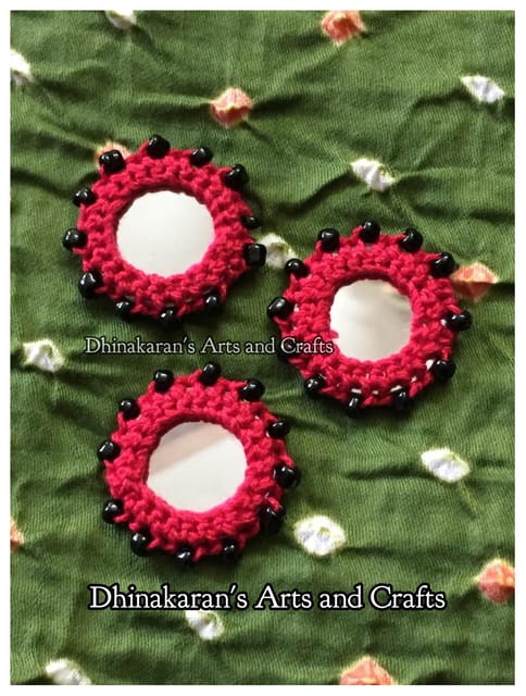 RED Beaded Mirror Buttons